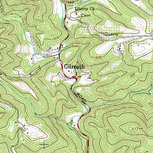 Topographic Map of Gilreath, NC