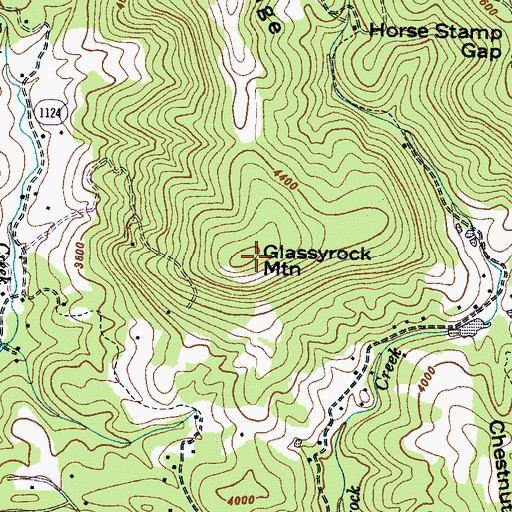 Topographic Map of Glassyrock Mountain, NC