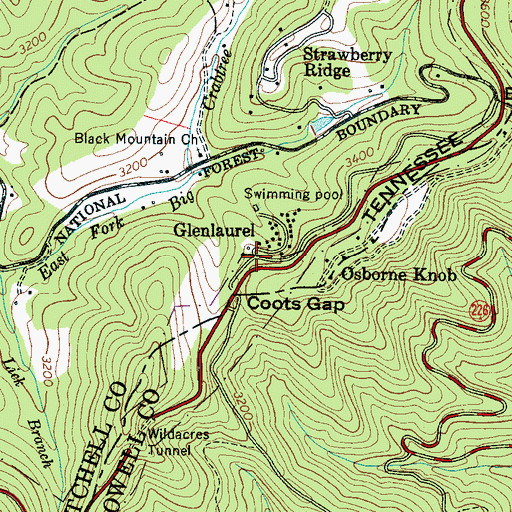 Topographic Map of Glenlaurel, NC