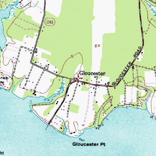 Topographic Map of Gloucester, NC