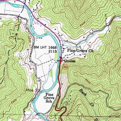 Topographic Map of Gneiss, NC