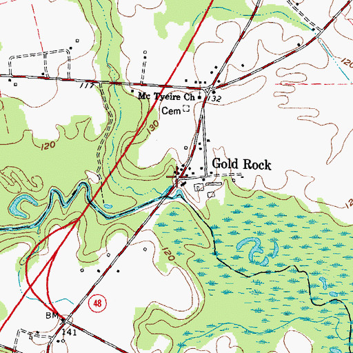 Topographic Map of Gold Rock, NC
