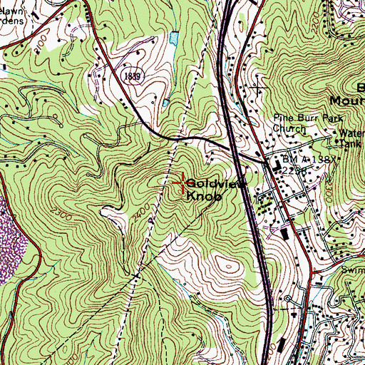 Topographic Map of Goldview Knob, NC