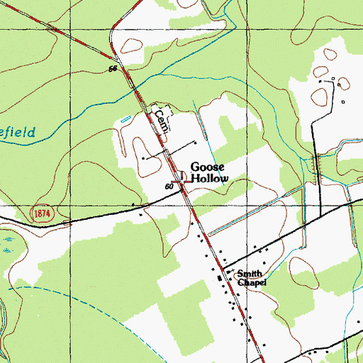 Topographic Map of Goose Hollow, NC