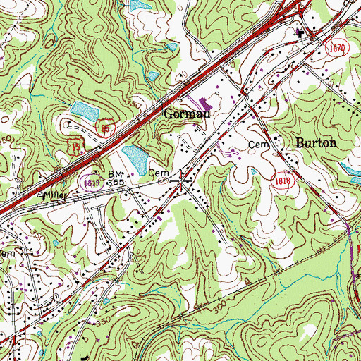 Topographic Map of Gorman, NC