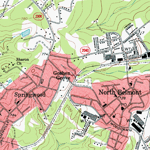 Topographic Map of Goshen Grove, NC