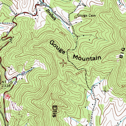 Topographic Map of Gouge Mountain, NC