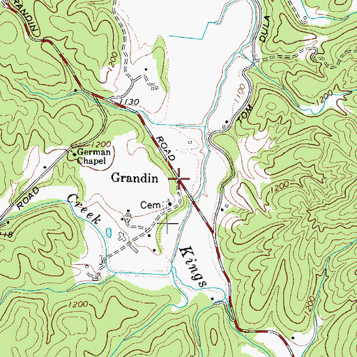 Topographic Map of Grandin, NC