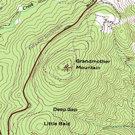 Topographic Map of Grandmother Mountain, NC
