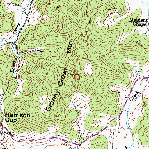 Topographic Map of Granny Green Mountain, NC