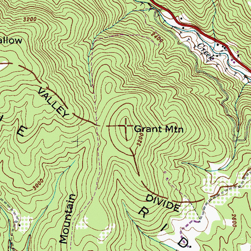 Topographic Map of Grant Mountain, NC