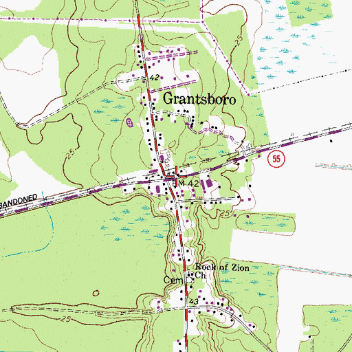 Topographic Map of Grantsboro, NC