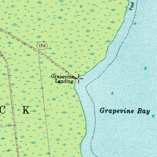 Topographic Map of Grapevine Landing, NC
