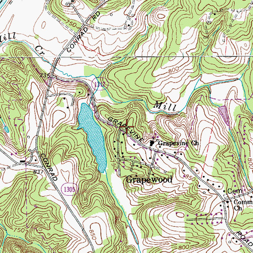 Topographic Map of Grapewood, NC