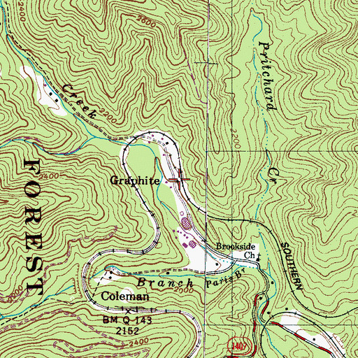 Topographic Map of Graphite, NC