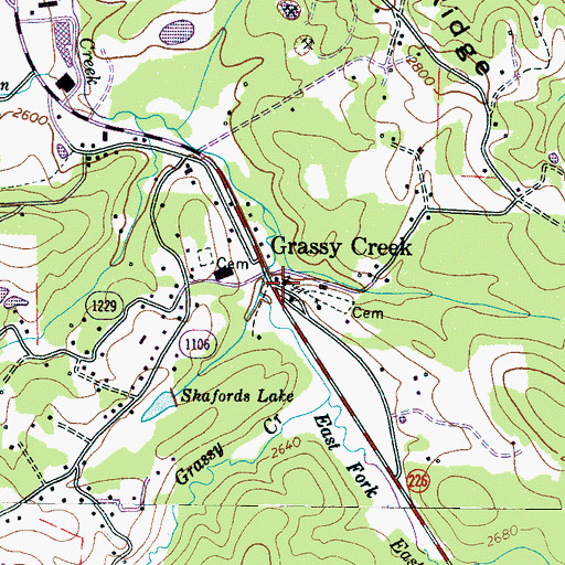 Topographic Map of Grassy Creek, NC