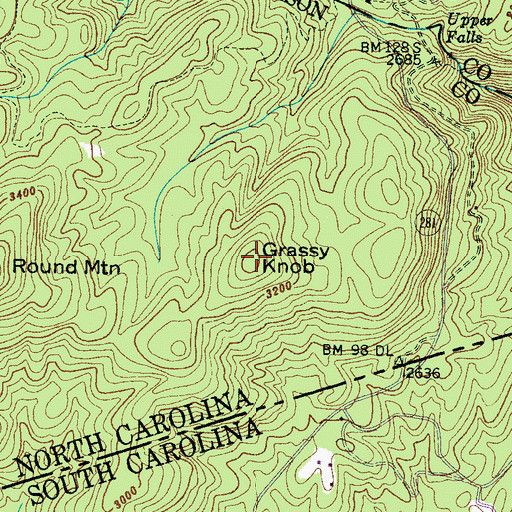 Topographic Map of Grassy Knob, NC