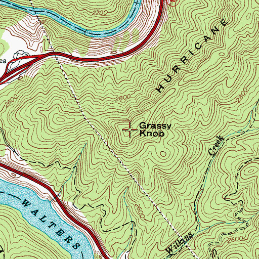 Topographic Map of Grassy Knob, NC