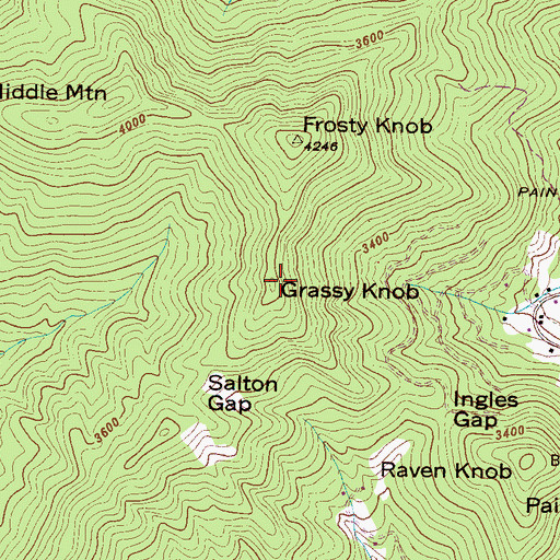 Topographic Map of Grassy Knob, NC