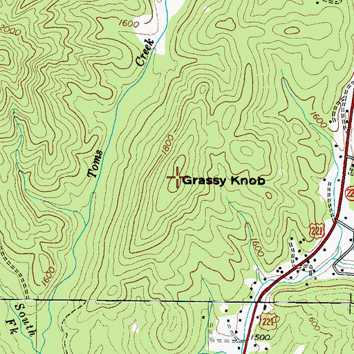 Topographic Map of Grassy Knob, NC