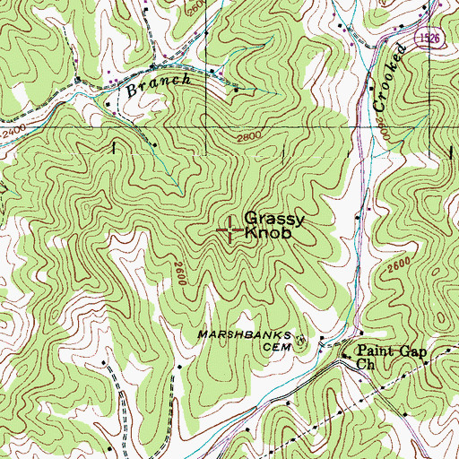 Topographic Map of Grassy Knob, NC