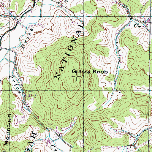 Topographic Map of Grassy Knob, NC