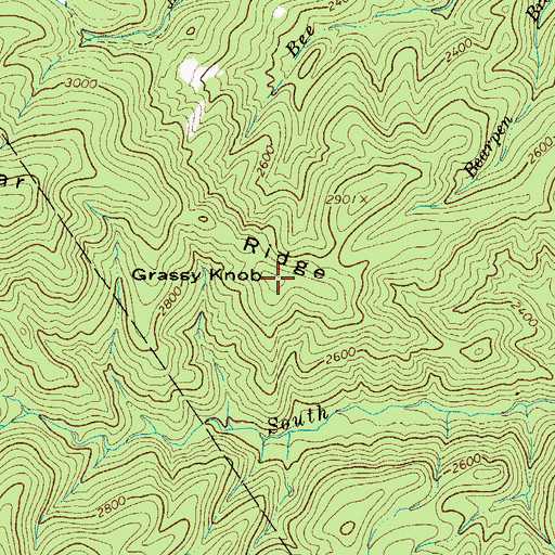 Topographic Map of Grassy Knob, NC
