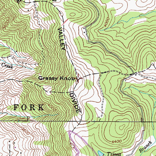 Topographic Map of Grassy Knob, NC