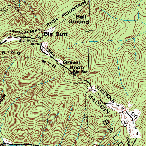 Topographic Map of Gravel Knob, NC