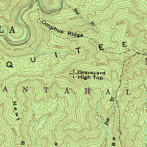 Topographic Map of Graveyard High Top, NC