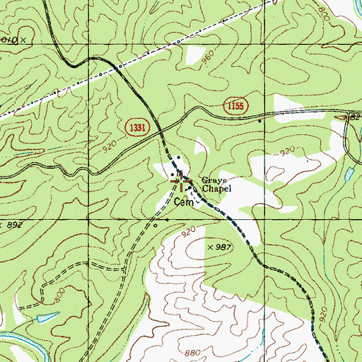 Topographic Map of Grays Chapel, NC