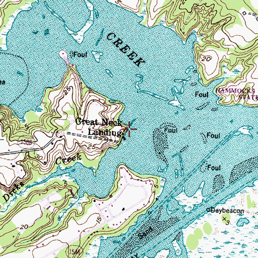 Topographic Map of Great Neck Landing, NC