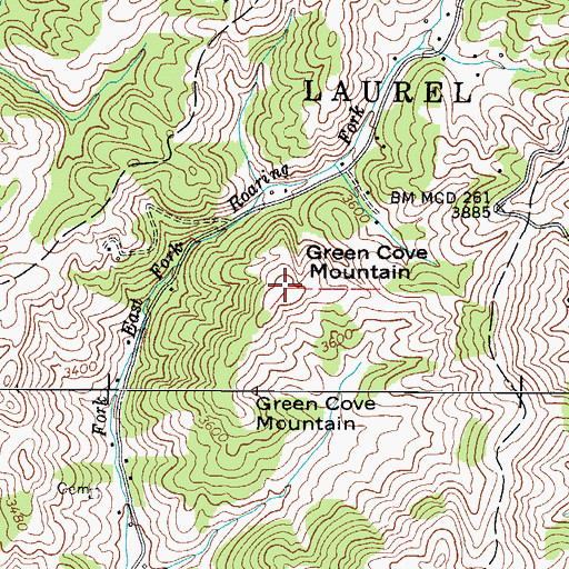 Topographic Map of Green Cove Mountain, NC