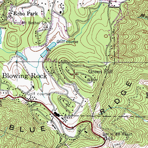 Topographic Map of Green Hill, NC