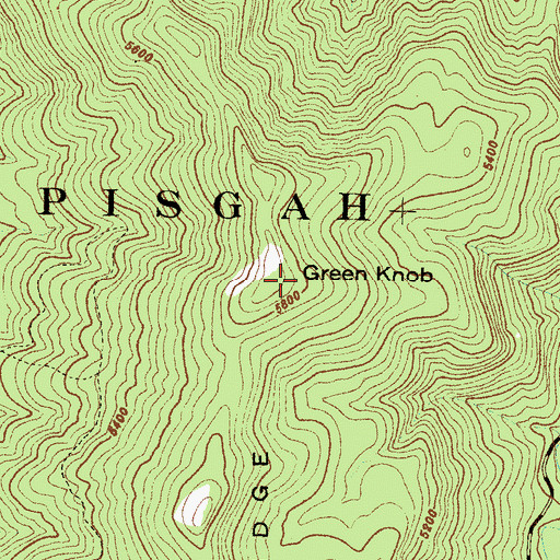 Topographic Map of Green Knob, NC