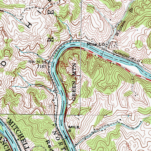 Topographic Map of Green Mountain, NC