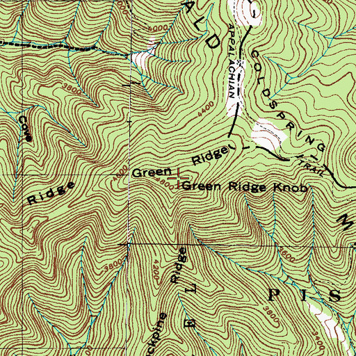Topographic Map of Green Ridge Knob, NC