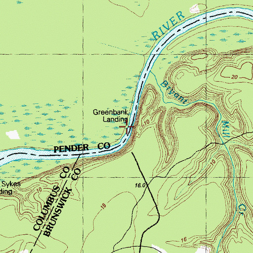 Topographic Map of Greenbank Landing, NC