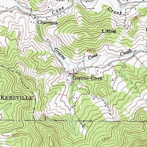 Topographic Map of Greene Cove, NC