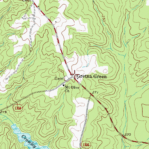Topographic Map of Gretna Green, NC