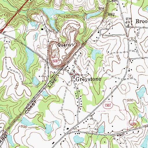 Topographic Map of Greystone, NC