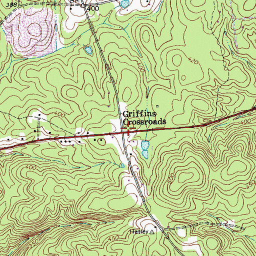 Topographic Map of Griffins Crossroads, NC