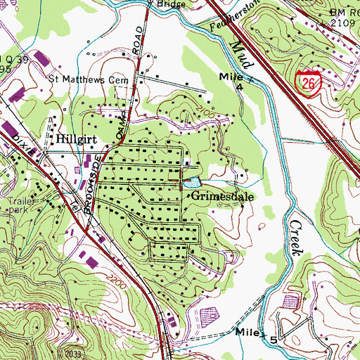 Topographic Map of Grimesdale, NC