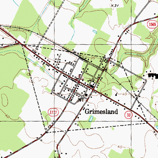 Topographic Map of Grimesland, NC