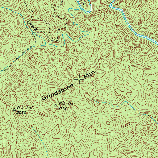 Topographic Map of Grindstone Mountain, NC