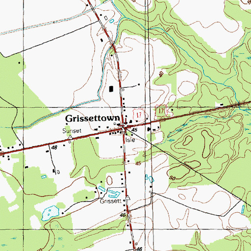 Topographic Map of Grissettown, NC