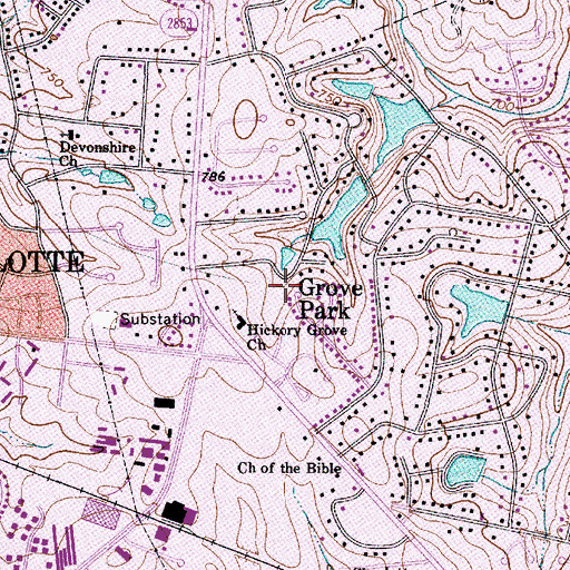 Topographic Map of Grove Park, NC