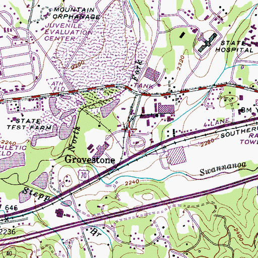 Topographic Map of Grovestone, NC