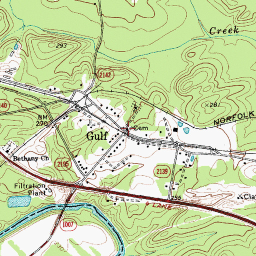 Topographic Map of Gulf, NC