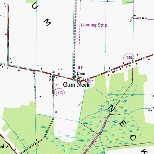 Topographic Map of Gum Neck, NC